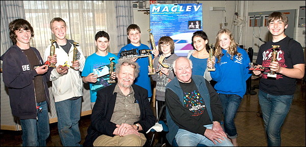 The first-place winners in Brookhaven Labs 2010 Middle School Maglev Contest